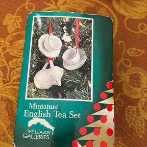 Miniature English Tea set 3 ornaments, in original box